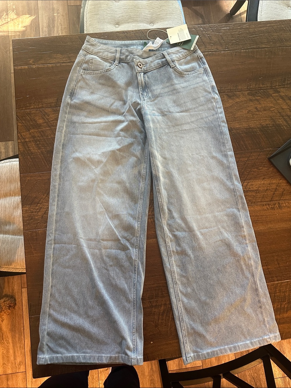 HALARA Pale Blue Wide-Leg Flare Jeans